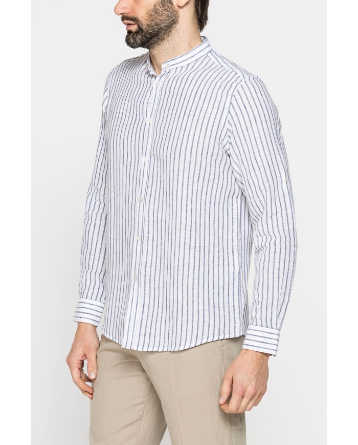 CAMICIA COREANA IN LINO COTONE STAMPATO