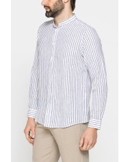 CAMICIA COREANA IN LINO COTONE STAMPATO