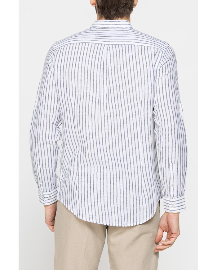 CAMICIA COREANA IN LINO COTONE STAMPATO