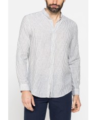 CAMICIA COREANA IN LINO COTONE STAMPATO
