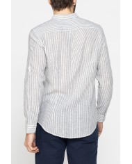 CAMICIA COREANA IN LINO COTONE STAMPATO