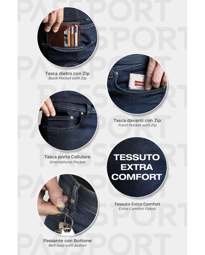 JEANS PASSPORT DA UOMO IN TESSUTO DENIM PLAY DA 10 oz.