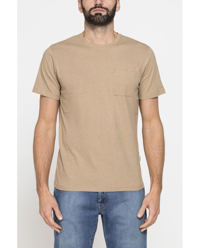 T-SHIRT MANICA CORTA IN COTONE MISTO LINO