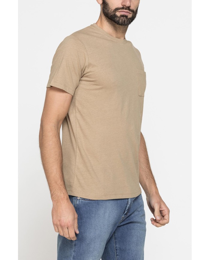 T-SHIRT MANICA CORTA IN COTONE MISTO LINO