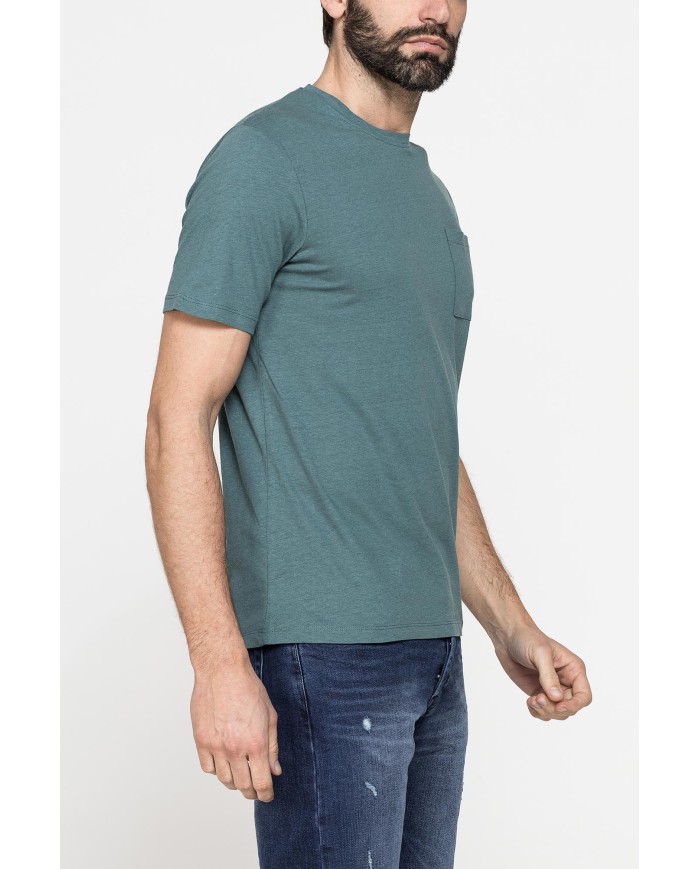 T-SHIRT MANICA CORTA IN COTONE MISTO LINO