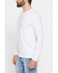 T-SHIRT MANICA LUNGA TINTA UNITA IN COTONE ORGANICO