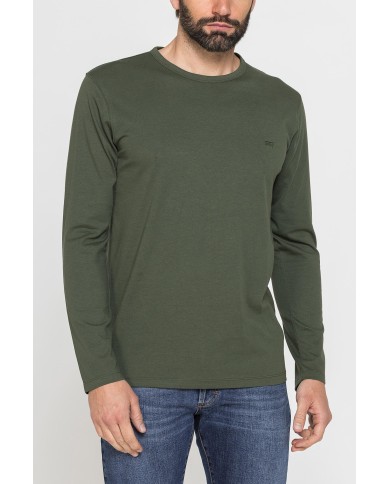 T-SHIRT MANICA LUNGA TINTA UNITA IN COTONE ORGANICO