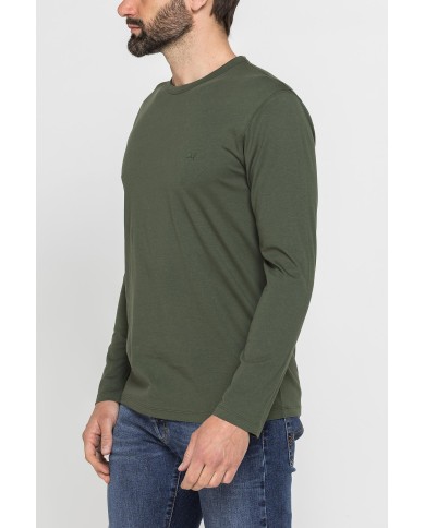 T-SHIRT MANICA LUNGA TINTA UNITA IN COTONE ORGANICO