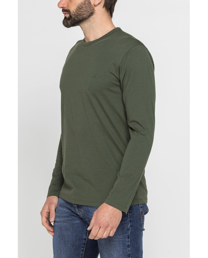 T-SHIRT MANICA LUNGA TINTA UNITA IN COTONE ORGANICO