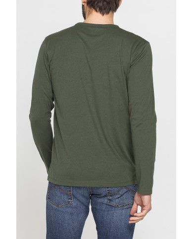 T-SHIRT MANICA LUNGA TINTA UNITA IN COTONE ORGANICO
