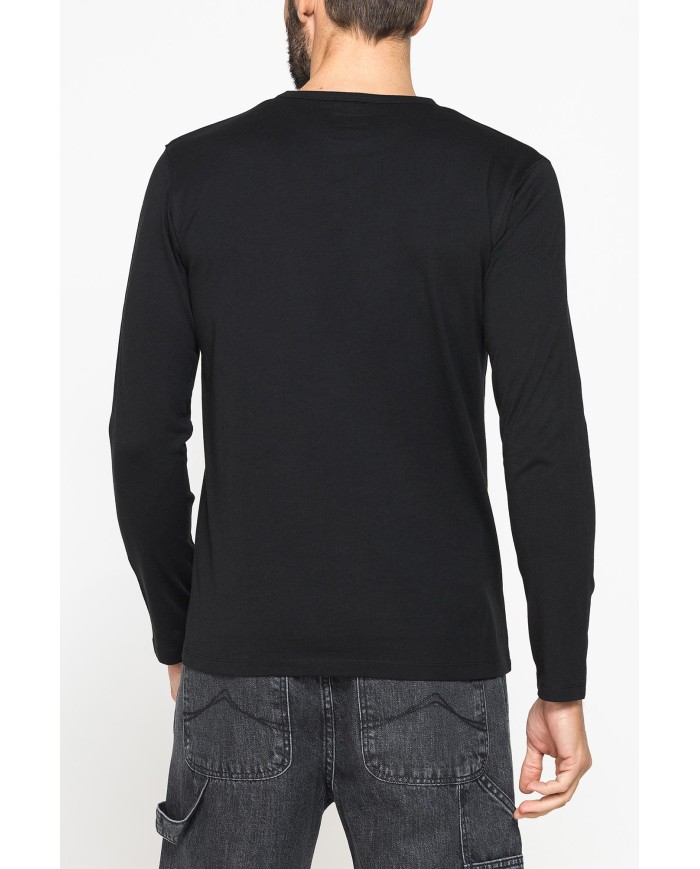 T-SHIRT MANICA LUNGA TINTA UNITA IN COTONE ORGANICO