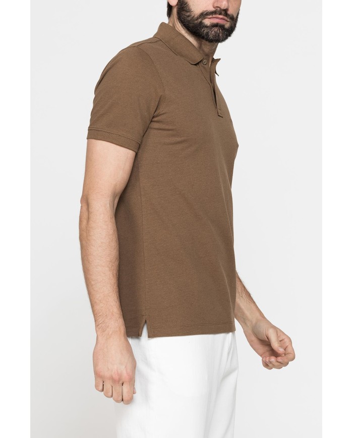 POLO MANICA CORTA IN COTONE E LINO