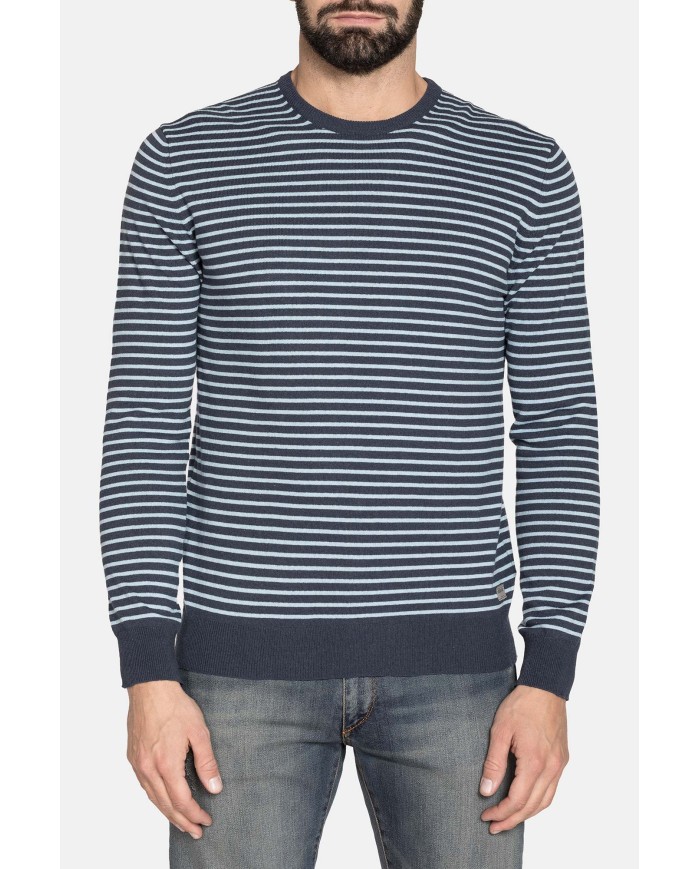 MAGLIA RIGATA GIROCOLLO IN COTONE