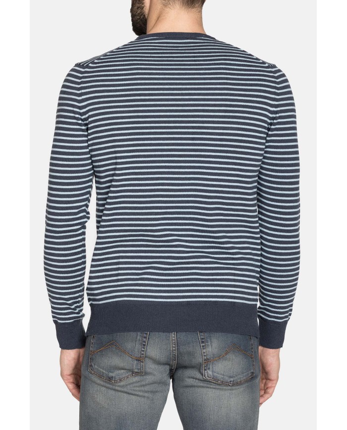 MAGLIA RIGATA GIROCOLLO IN COTONE