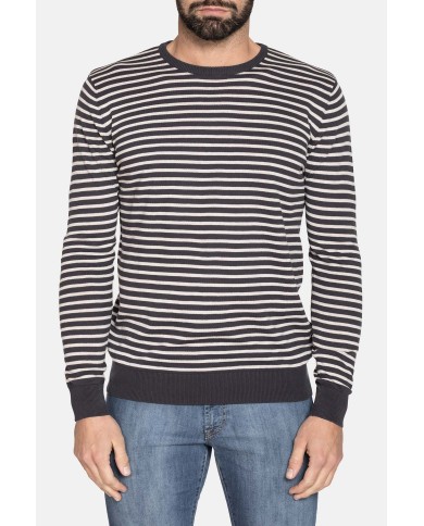 MAGLIA RIGATA GIROCOLLO IN COTONE