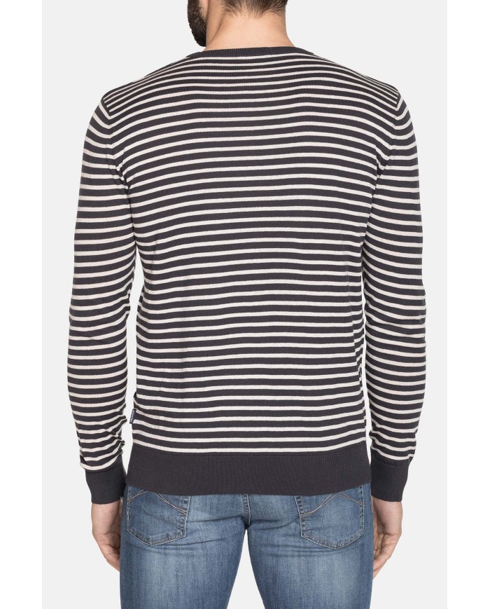 MAGLIA RIGATA GIROCOLLO IN COTONE