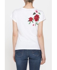 T-SHIRT GIROCOLLO MANICA CORTA CON RICAMO IN TESSUTO SLUB JERSEY