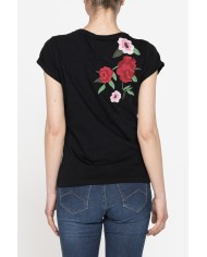 T-SHIRT GIROCOLLO MANICA CORTA CON RICAMO IN TESSUTO SLUB JERSEY