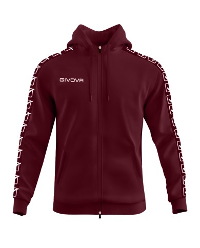 Felpa in Cotone Terry con Cappuccio Givova Full Zip Unisex Granata BA014ZIP-0008 Felpa in Cotone Terry con Cappuccio Givova Full Zip Unisex Granata BA014ZIP-0008