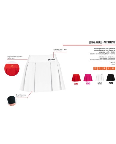 Gonna da Padel Givova ITALY FIT030 Nero con Short FIT0300010