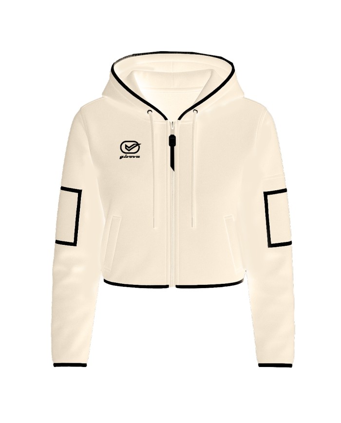 Felpa da Donna Givova ITALY SHORT LF34 Full Zip con Cappuccio Avorio Nero LF349810