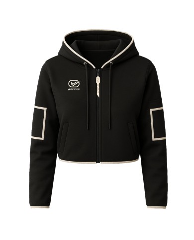Felpa da Donna Givova ITALY SHORT LF34 Full Zip con Cappuccio Nero Avorio LF341098