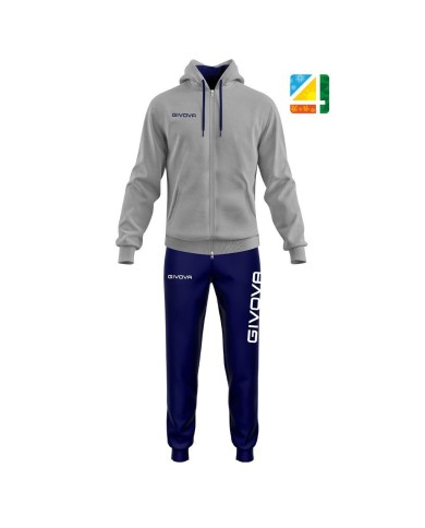Tuta da Uomo Givova KING COTONE Terry Grigio Blu LF280904