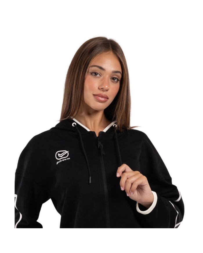 Felpa da Donna Givova ITALY LONG LF35 Nero Avorio Full Zip LF35-1098