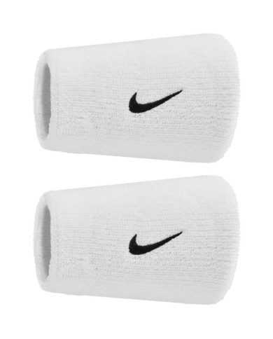 Coppia di Polsini Alti Nike Swoosh Tergisudore Bianco Fitness Tennis Basket N1012406101