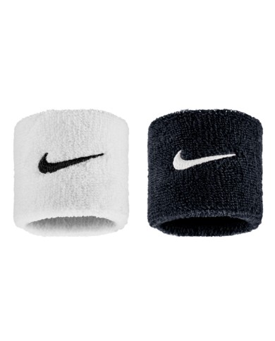 Coppia Polsini Nike Swoosh Tergisudore Bianco Nero Tennis Fitness Basket N1012405036