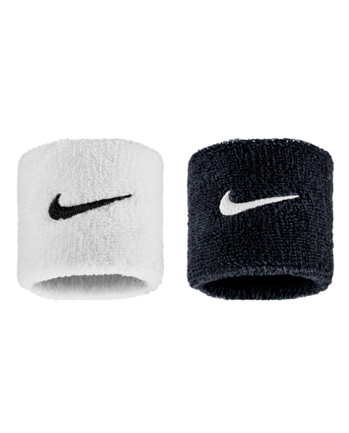 Coppia Polsini Nike Swoosh Tergisudore Bianco Nero Tennis Fitness Basket N1012405036