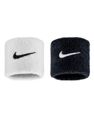 Coppia Polsini Nike Swoosh Tergisudore Bianco Nero Tennis Fitness Basket N1012405036