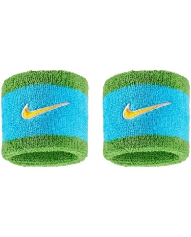 Coppia Polsini Nike Swoosh Tergisudore Verde Celeste Tennis Fitness Basket N1012405488
