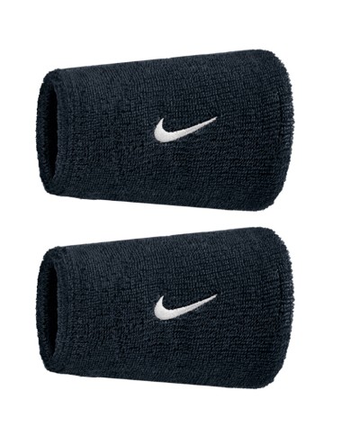 Coppia di Polsini Alti Nike Swoosh Tergisudore Nero Fitness Tennis Basket N1012406010