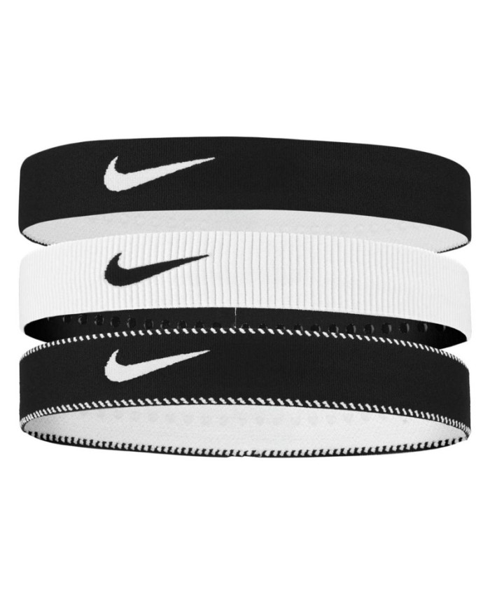 Fasce per Capelli Nike Flex Wide x3 Tennis Padel Running Bianco Nero N1011932036