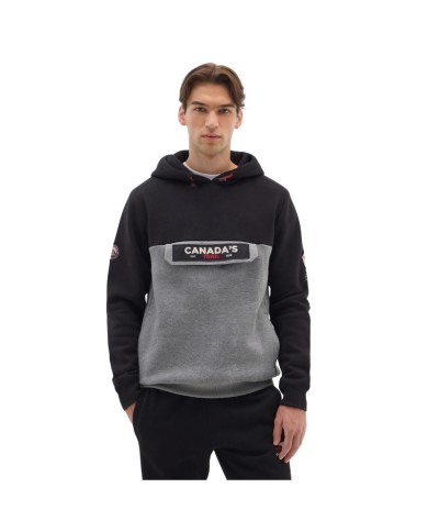 Felpa con Cappuccio da Uomo Nero Grigio Canada Trail CDUAI25749