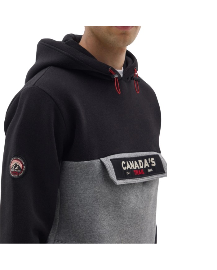 Felpa con Cappuccio da Uomo Nero Grigio Canada Trail CDUAI25749