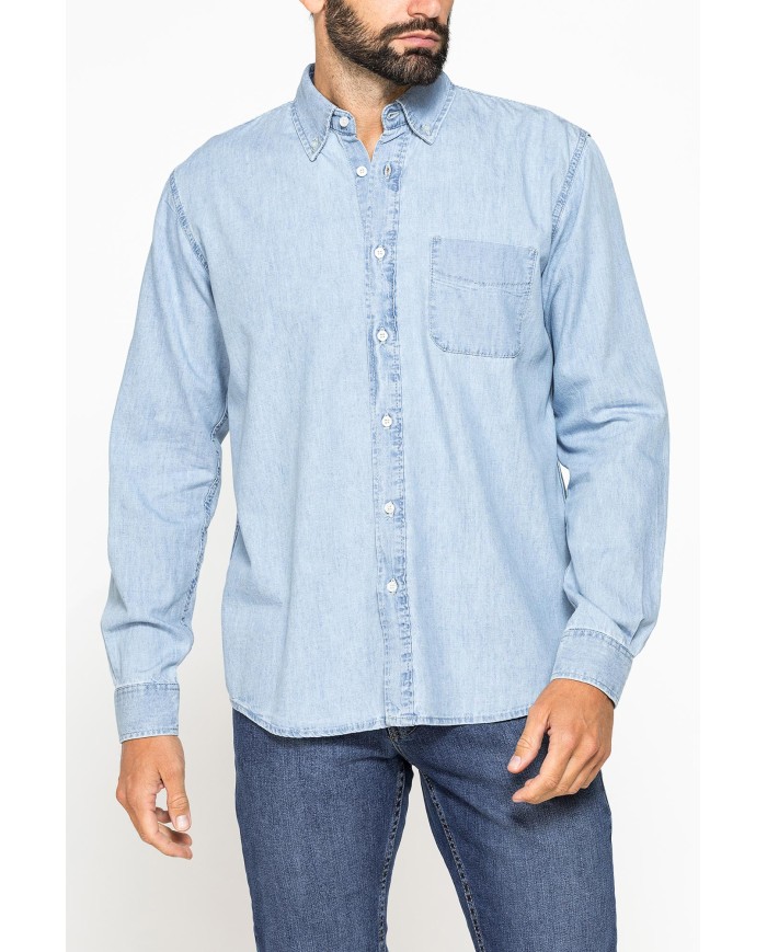 CAMICIA MODELLO CLASSICO IN DENIM LEGGERO DA 7 oz.