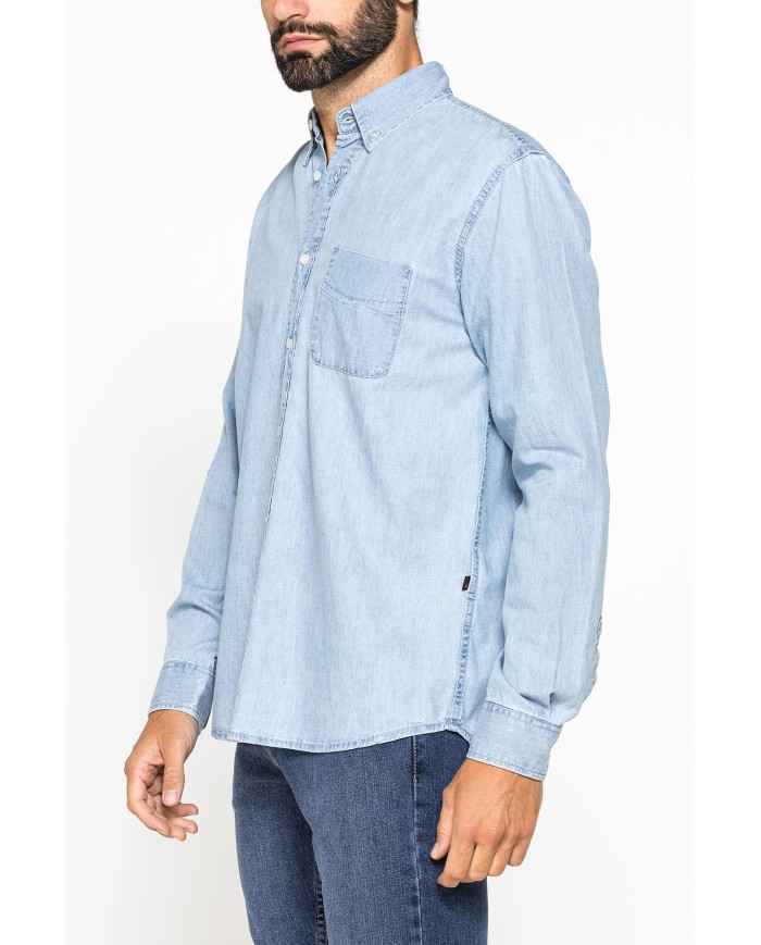 CAMICIA MODELLO CLASSICO IN DENIM LEGGERO DA 7 oz.
