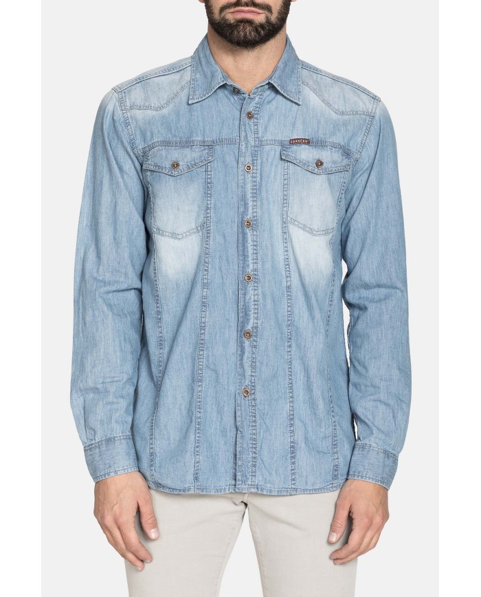 CAMICIA IN JEANS LEGGERO A MANICA LUNGA CON BOTTONI