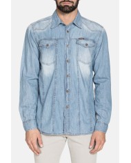 CAMICIA IN JEANS LEGGERO A MANICA LUNGA CON BOTTONI