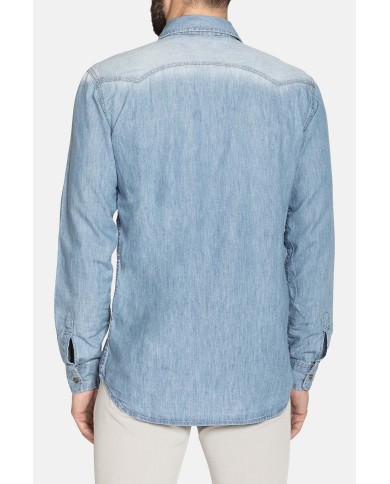 CAMICIA IN JEANS LEGGERO A MANICA LUNGA CON BOTTONI