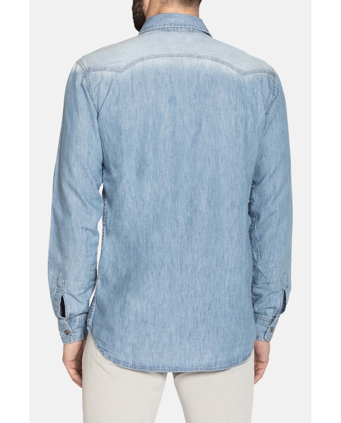 CAMICIA IN JEANS LEGGERO A MANICA LUNGA CON BOTTONI