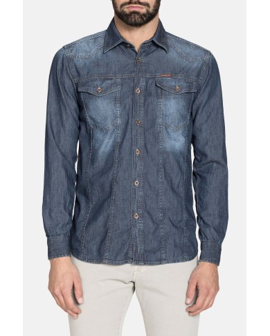 CAMICIA IN JEANS LEGGERO A MANICA LUNGA CON BOTTONI