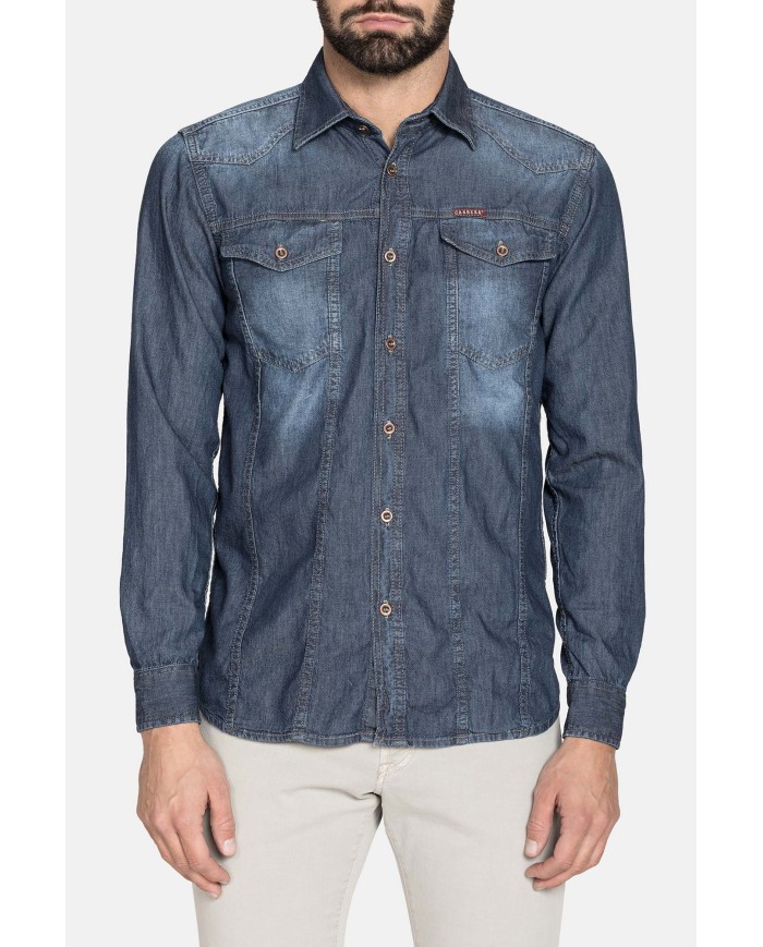CAMICIA IN JEANS LEGGERO A MANICA LUNGA CON BOTTONI