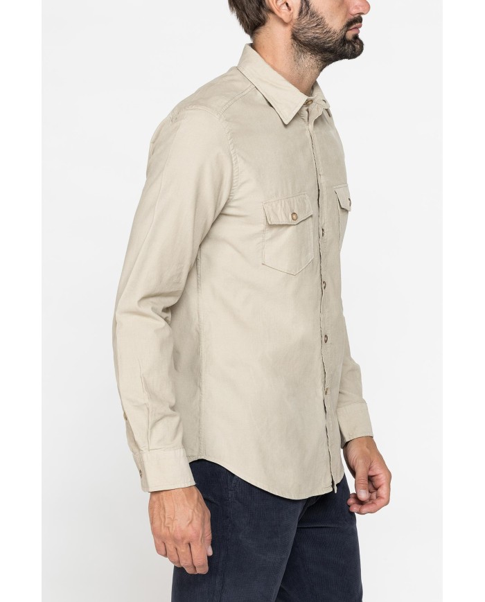 CAMICIA TINTA UNITA IN VELLUTO LEGGERO