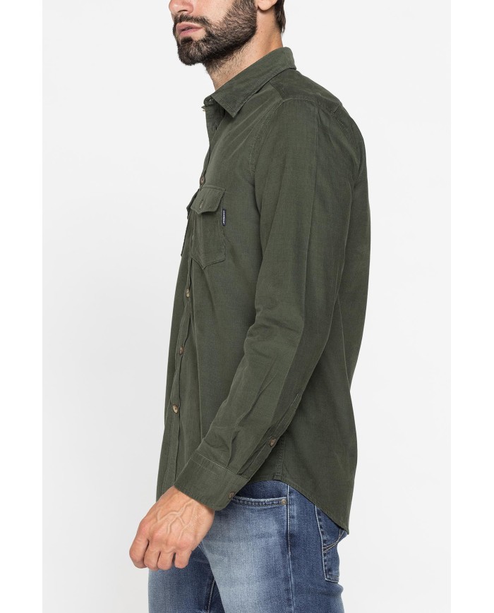 CAMICIA TINTA UNITA IN VELLUTO LEGGERO