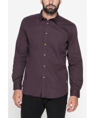 CAMICIA MANICA LUNGA IN GABARDINA LEGGERA TINTA UNITA