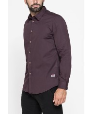 CAMICIA MANICA LUNGA IN GABARDINA LEGGERA TINTA UNITA