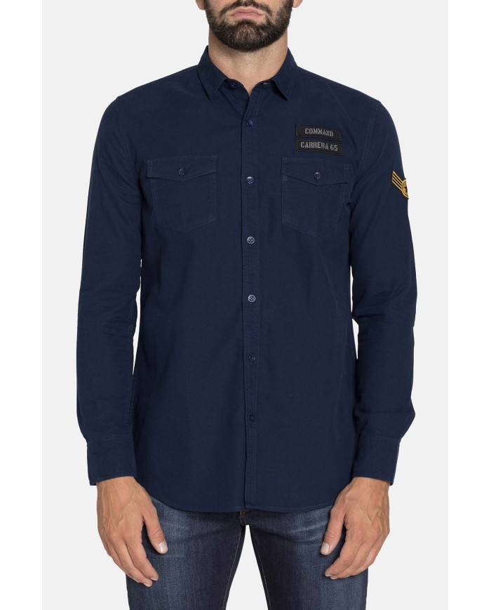 CAMICIA MANICA LUNGA IN GABARDINA LEGGERA TINTA UNITA